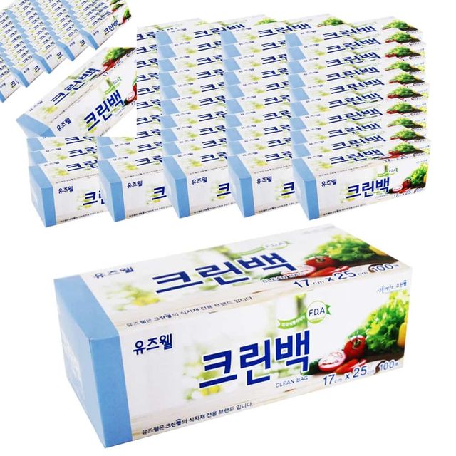 크린 유즈웰 크린백17x25x100매 50개입 위생백 크린백중 크린백17x25cm 위생팩