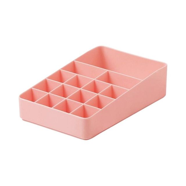 칸막이 화장품 정리함 (핑크)