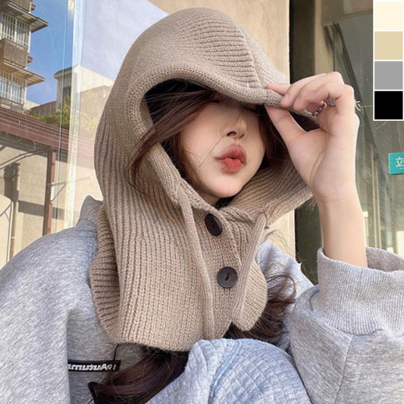 겨울 보온 넥워머 목도리, 버튼 후드 바라클라바