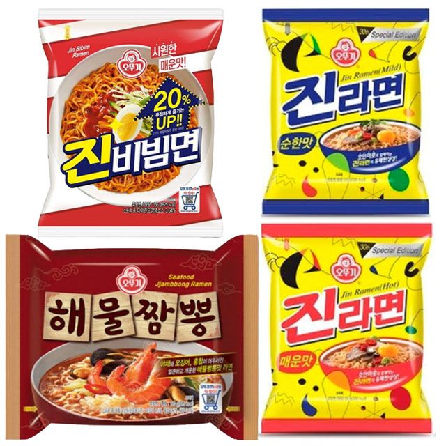 오뚜기 라면 4종 20봉 모음 - 진라면 진비빔면 해물짬뽕