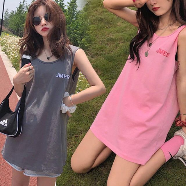여성 나시 민소매티 여름 반팔 없는 상의 속옷