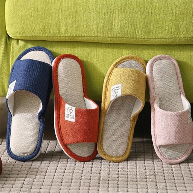 층간 펜션 푹신한 답례품 학원 학교 거실화 방지 린넨원톤 실내화 통기성좋은 소음