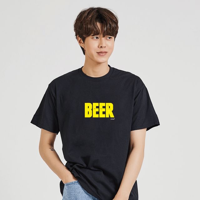 키밍 BEER 예쁜티 학생반팔 심플반팔 - 트렌디한 그래픽티