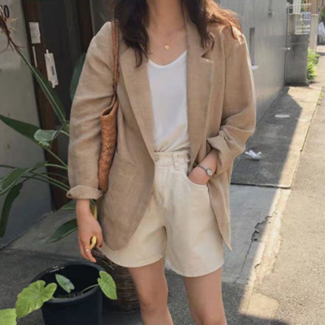 여성용 린넨 자켓 - 결혼식 하객룩 및 깔끔한 셔츠형