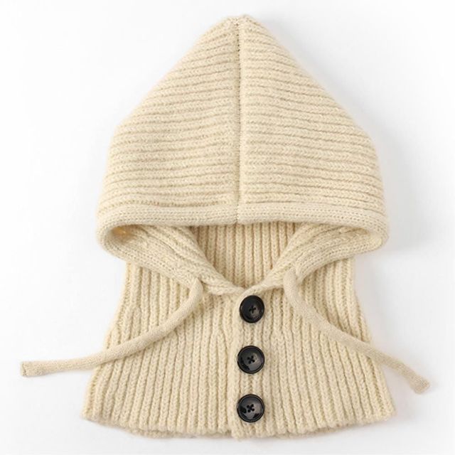 여성 겨울 니트 후드 넥워머 화이트