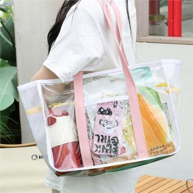 여름 비치 가방, 대용량 망사 투명 가방