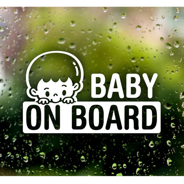 BABY ON BOARD 남아 자동차스티커 화이트 - 안전운전 표시