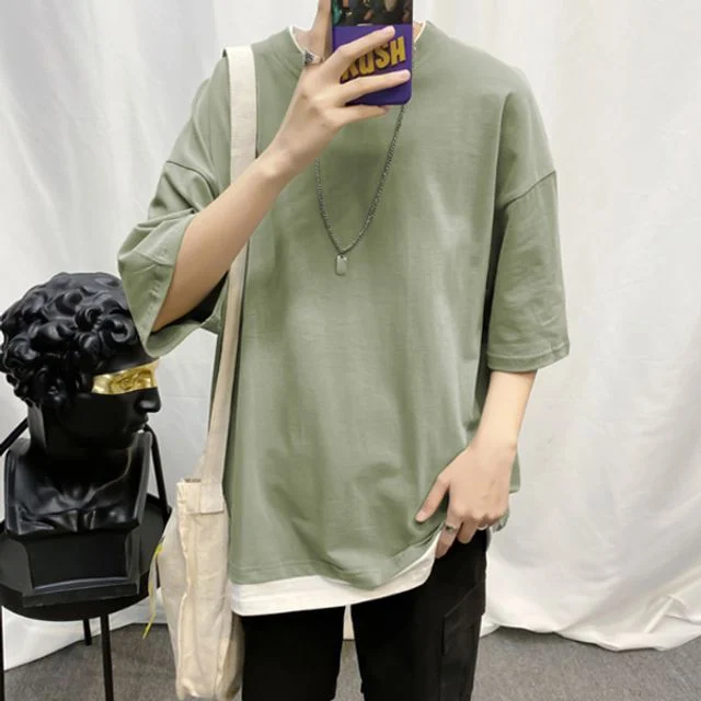 남자 데일리 7부 오버핏 티셔츠 4컬러 DS-AL811 - 편안한 오버핏 데일리 티