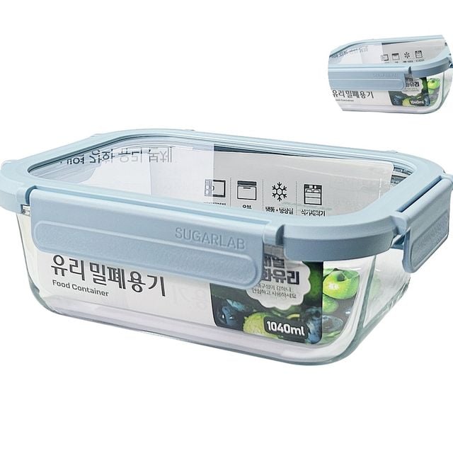 도시락통 냉동용기 유리밀폐용기 직사각 1040ml