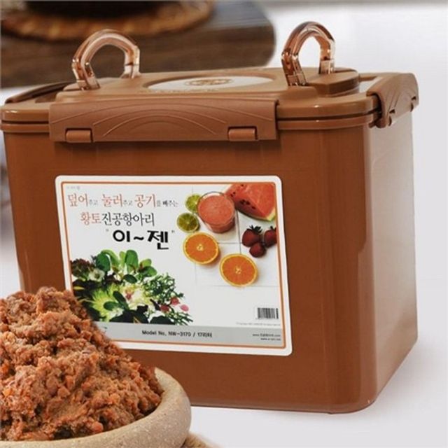 사각 황토 용기 진공 김치통 장아찌 절임 숙성 발효 밀폐 장독대 식자재 음식물 고추장 다용도 주방 된장