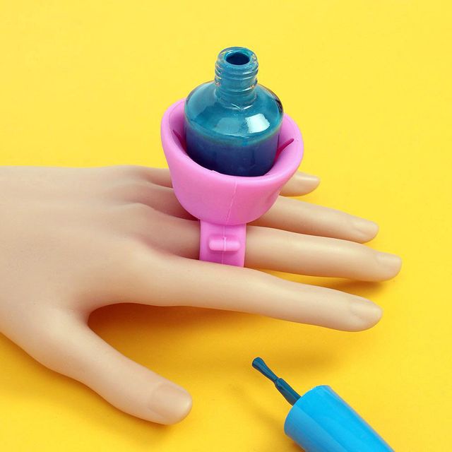 셀프네일 매니큐어 홀더 핑크색 실리콘 고정링