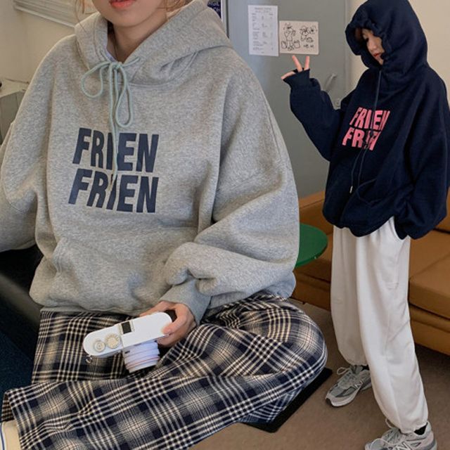 여성 오버핏 드롭숄더 기모 후드티 1P - 봄가을 데일리 편안한 레이어드 아이템