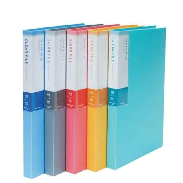 컬러클리어화일 40매 분홍 서류파일 PP화일 플라스틱화일 사무용화일
