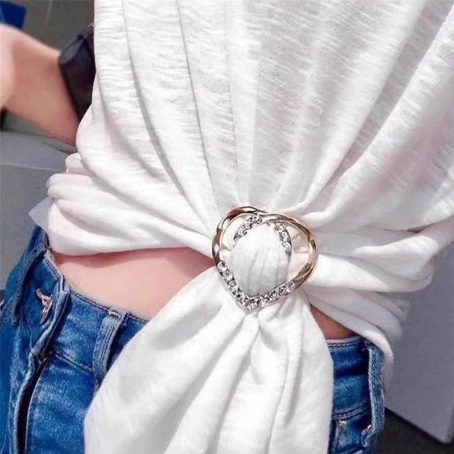 머플러 진주 스카프링 매듭 고리 옷자락 티셔츠