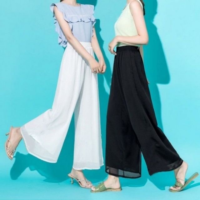 여신 쉬폰 팬츠 스트릿 여자조거바지 와이드 스판