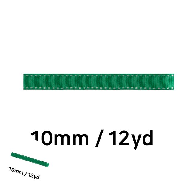 포장리본끈 선물포장끈 초록 리본 골직 스티치 롤 10mm