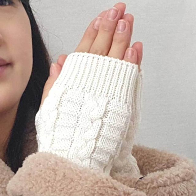 꽈배기 니트 핸드워머 손토시 화이트 팔토시 암워머