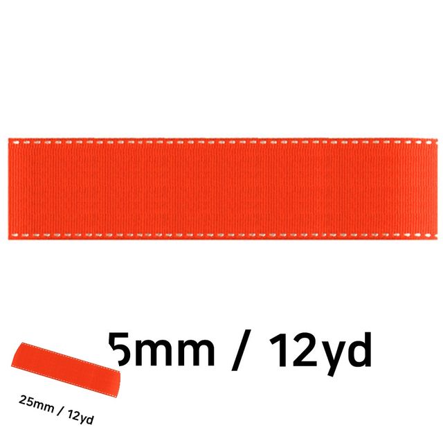 리본공예 선물리본 오렌지 리본 골직 스티치 롤 25mm