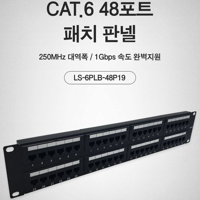 Cat.6 UTP 48포트 패치판넬, 19형 랙 랜케이블