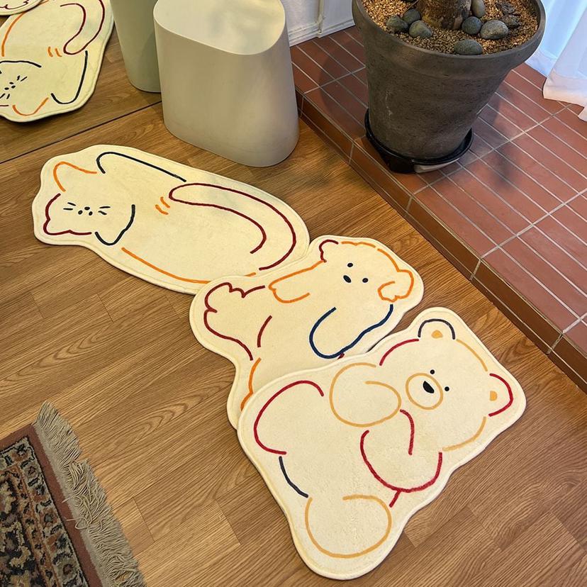 애니멀 라인 발매트 - 고양이 강아지 곰돌이 미니 러그