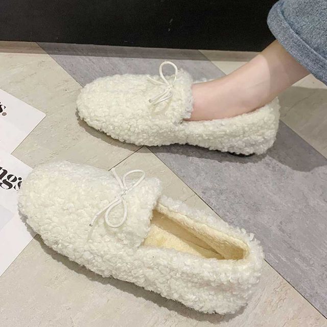 여성 털로퍼 리본 뽀글이 러블리 단화 편한 겨울신발