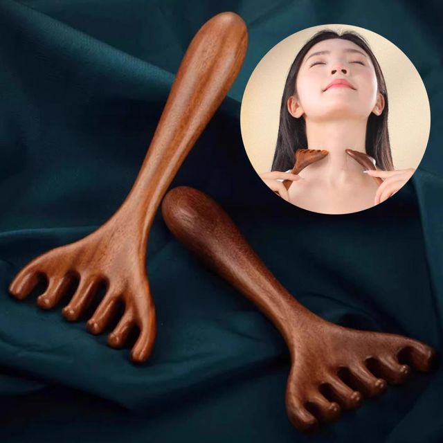 두피 괄사 마사지 우드 빗 마사지기 바디 머리 지압