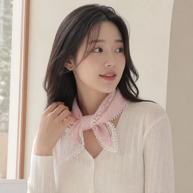 봄 간절기 스카프 쁘띠 미니 쉬폰 아사 레이스 6컬러 목도리 데일리