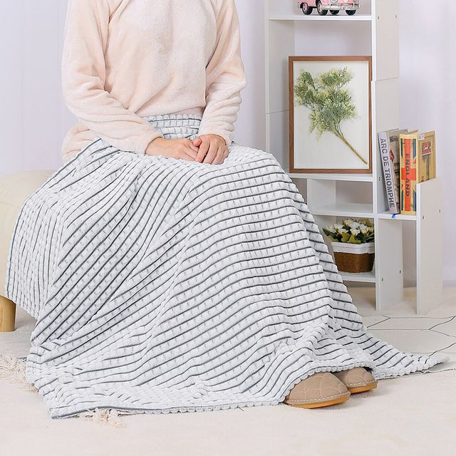 체크무늬 포근한 극세사 무릎담요 휴대 그레이