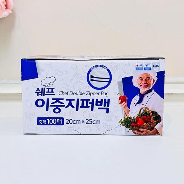 주방장 이중지퍼백 대용량 지퍼팩 비닐봉투 방수백 밀폐백 밀봉 봉투 20x25