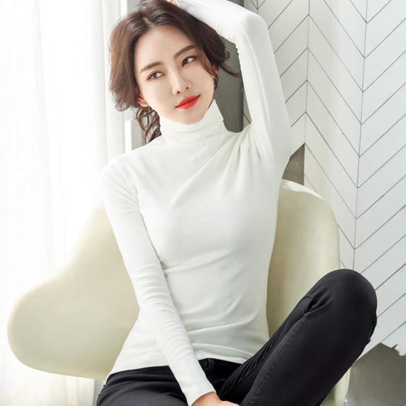 기모 터틀넥 이너 티셔츠, 겨울 폴라 목긴 긴팔