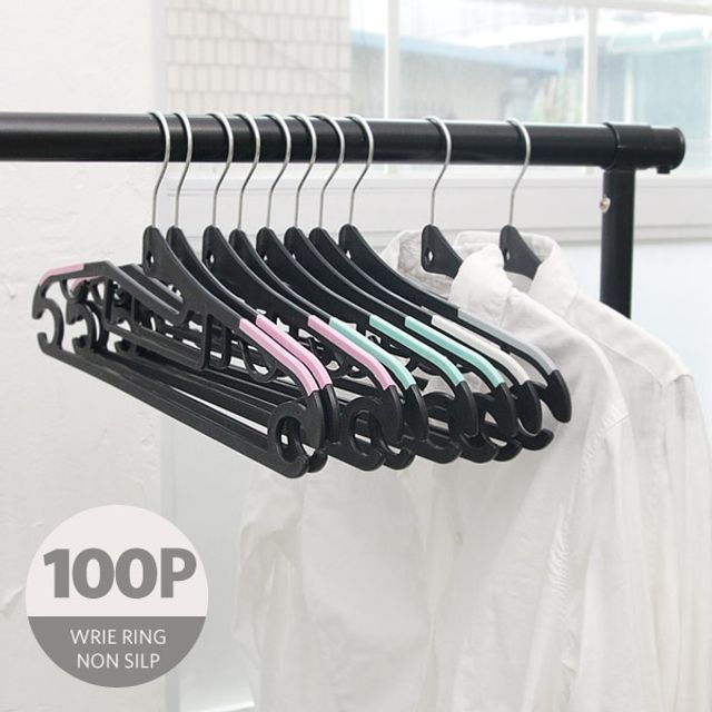 철사 고리 논슬립 옷걸이 100P 정리 소품 수납세트