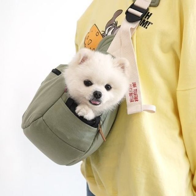 디어마이 슬링백 카키 M 반려동물 이동가방