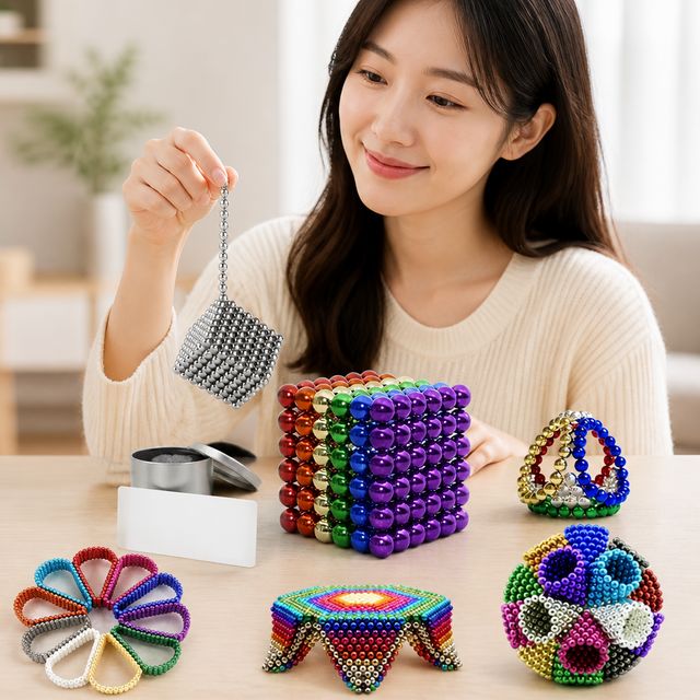 네오디뮴 블록 퍼즐 금속 자석구 장난감 큐브 3D 입체 놀이교구