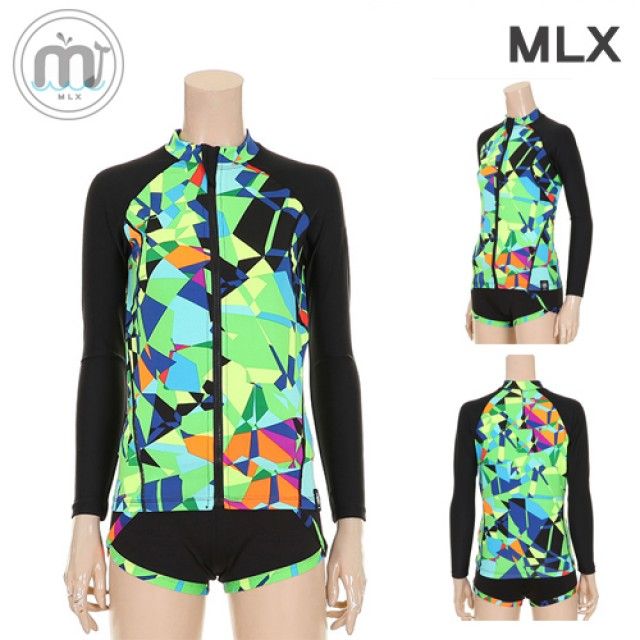 MLX 여자 비치웨어 래쉬가드 수영복 상하세트