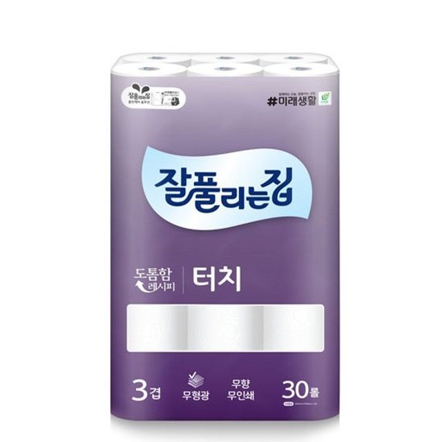 잘풀리는집 도톰한 터치 3겹 화장지 30롤 롤휴지