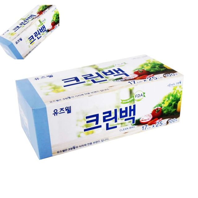 유즈웰 크린백17x25x100매 주방비닐 주방봉투 음식비닐봉투 음식보관봉투
