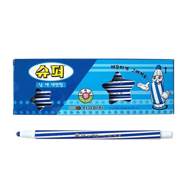 지구 수채색연필 낱색 채점펜 파랑 12자루
