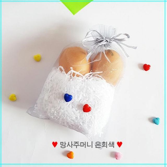 연핑크 망사포장주머니 하늘색 선물포장백 간식봉투 답례품 망사파우치 2장