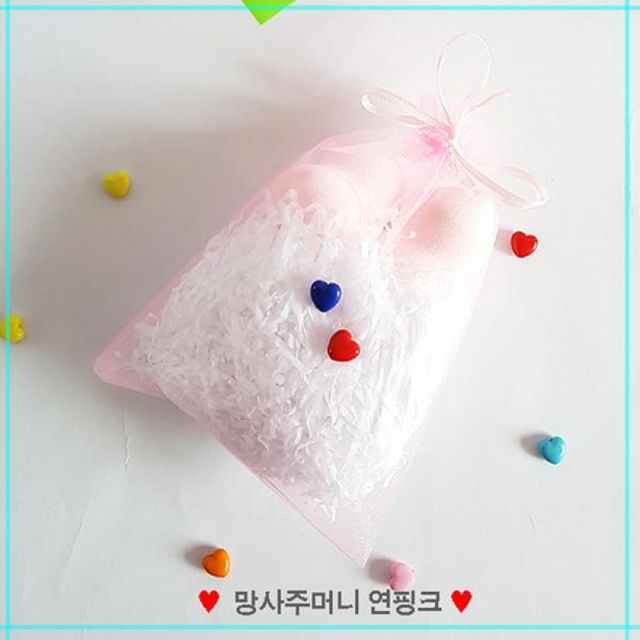 망사주머니 연핑크 답례품포장 쿠키봉투 선물포장백 할로윈장식 용포장주머니 비닐봉투 2장