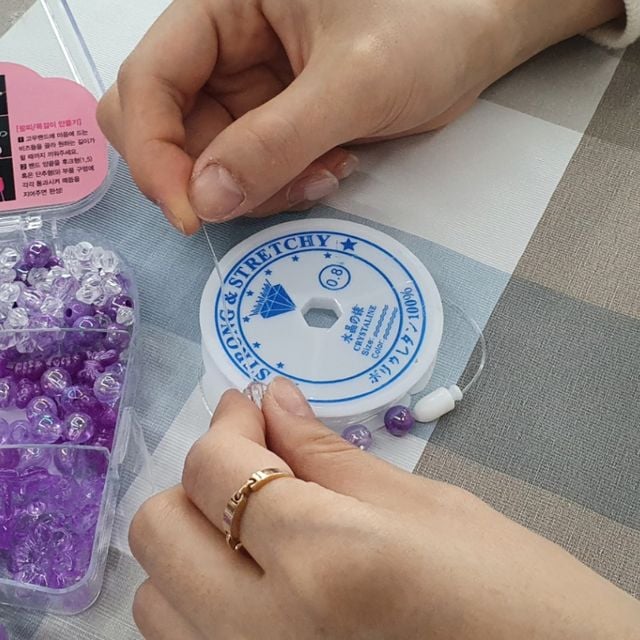 비즈키링 팔찌만들기 우레탄줄 투명 0.8mm P1