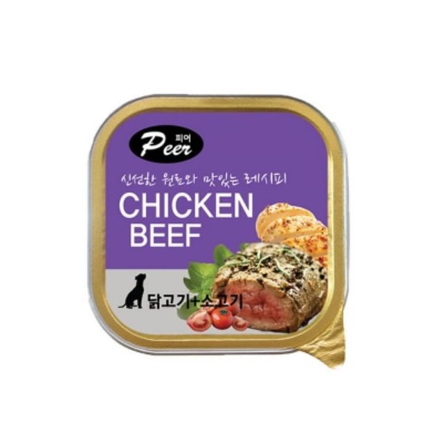 피어 닭고기와 소고기 캔 100g - 반려묘 성장기 맞춤 영양 주식 사료