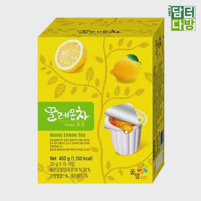 꽃샘 꿀레몬차 포션 15입 - 간편한 일회용 과일차
