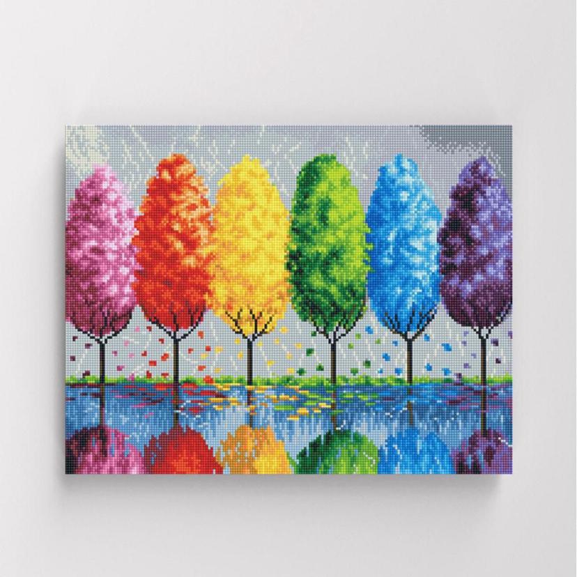 DIY 보석 십자수 오색 나무 풍경 40x50 세트