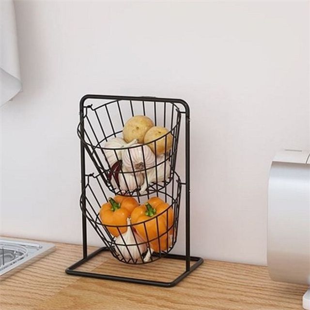 주방 수납 바스켓 2단 주방 정리함 싱크대 식료품 수납함 보관함 공간활용 조미료 다용도 바구니 수납장