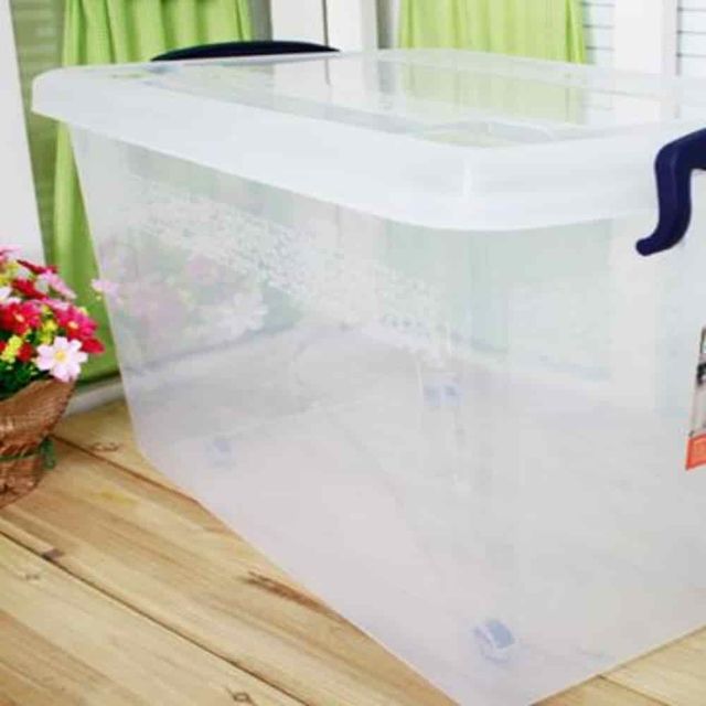리빙박스 50L 플라스틱정리함 소품보관함 이동식수납함 옷수납함