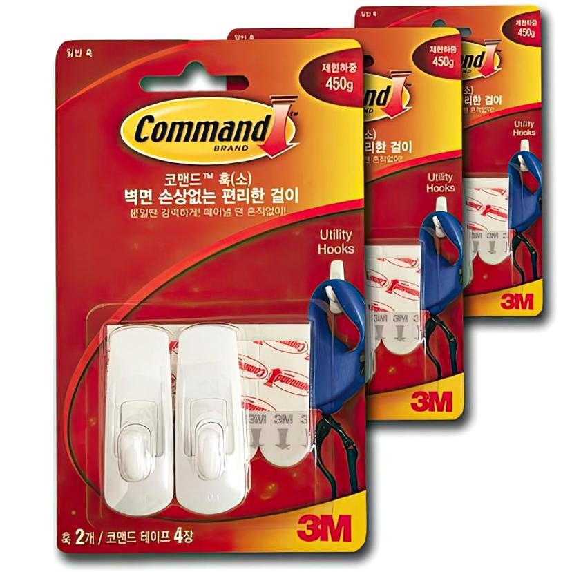3M 벽 후크 접착식 걸이 행거 주방 소품 걸이 6P