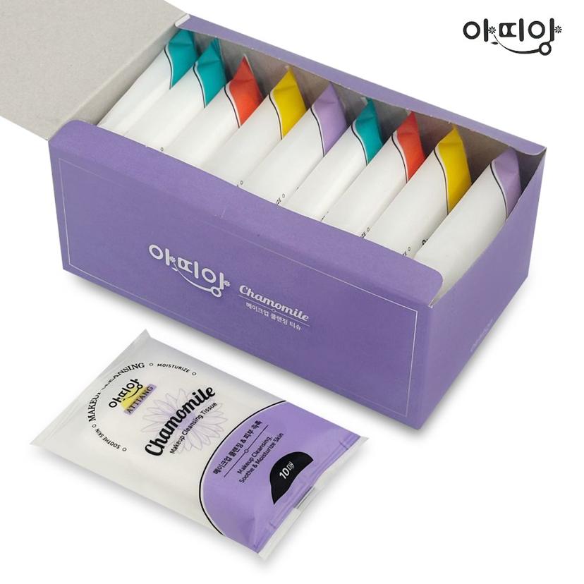 아띠앙 미니 클렌징 티슈 10개입 - 여행용 휴대용 메이크업 리무버