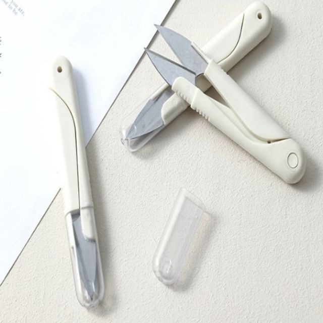 화이트 쪽가위 수예용 실뜨기 휴대용 미니 가위