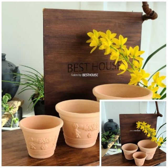 베트남 토분 그레이프 포도 20x15cm 살구색 미니도자기화병 거실화병 미니화병 인테리어화병