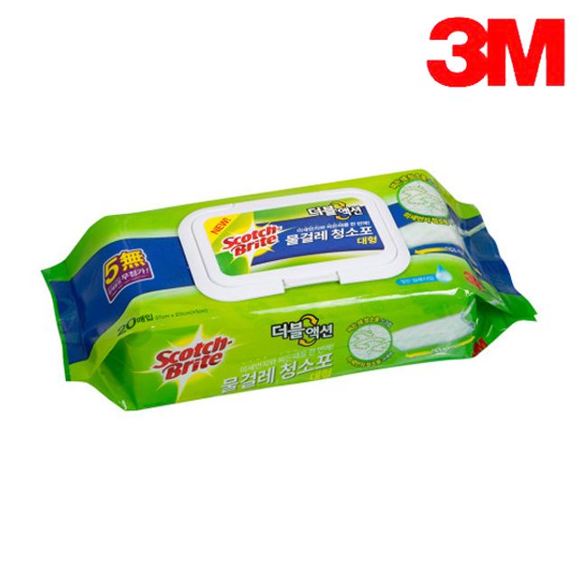 3M 물걸레 청소포 더블액션 대형 20매 - 강력한 습식 청소 성능